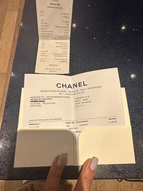 CHANEL Cream and Black Fold-Open Receipt Holder